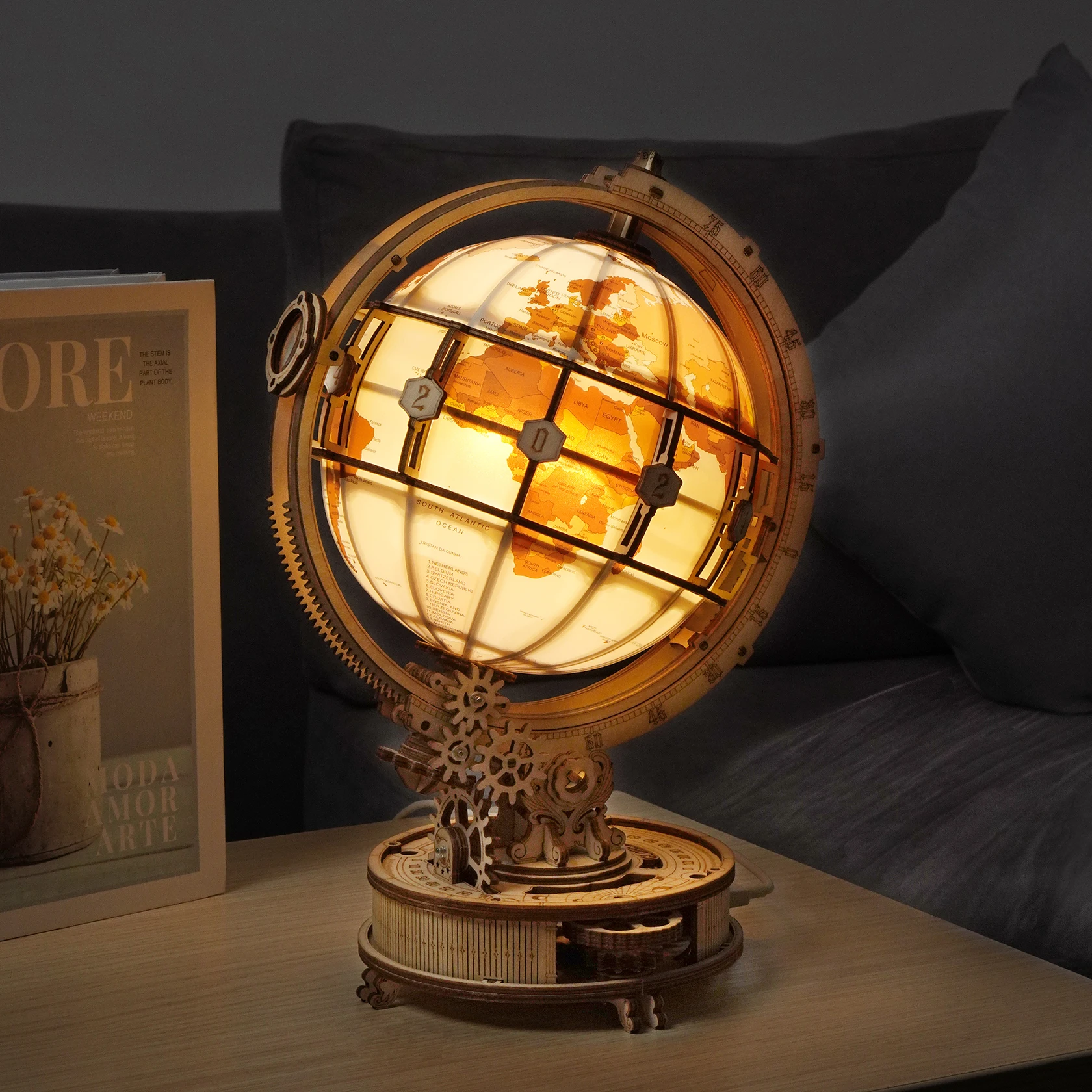 Wooden Globe Lamp 3D Puzzle Ga - Solar System Orrery recension och pris